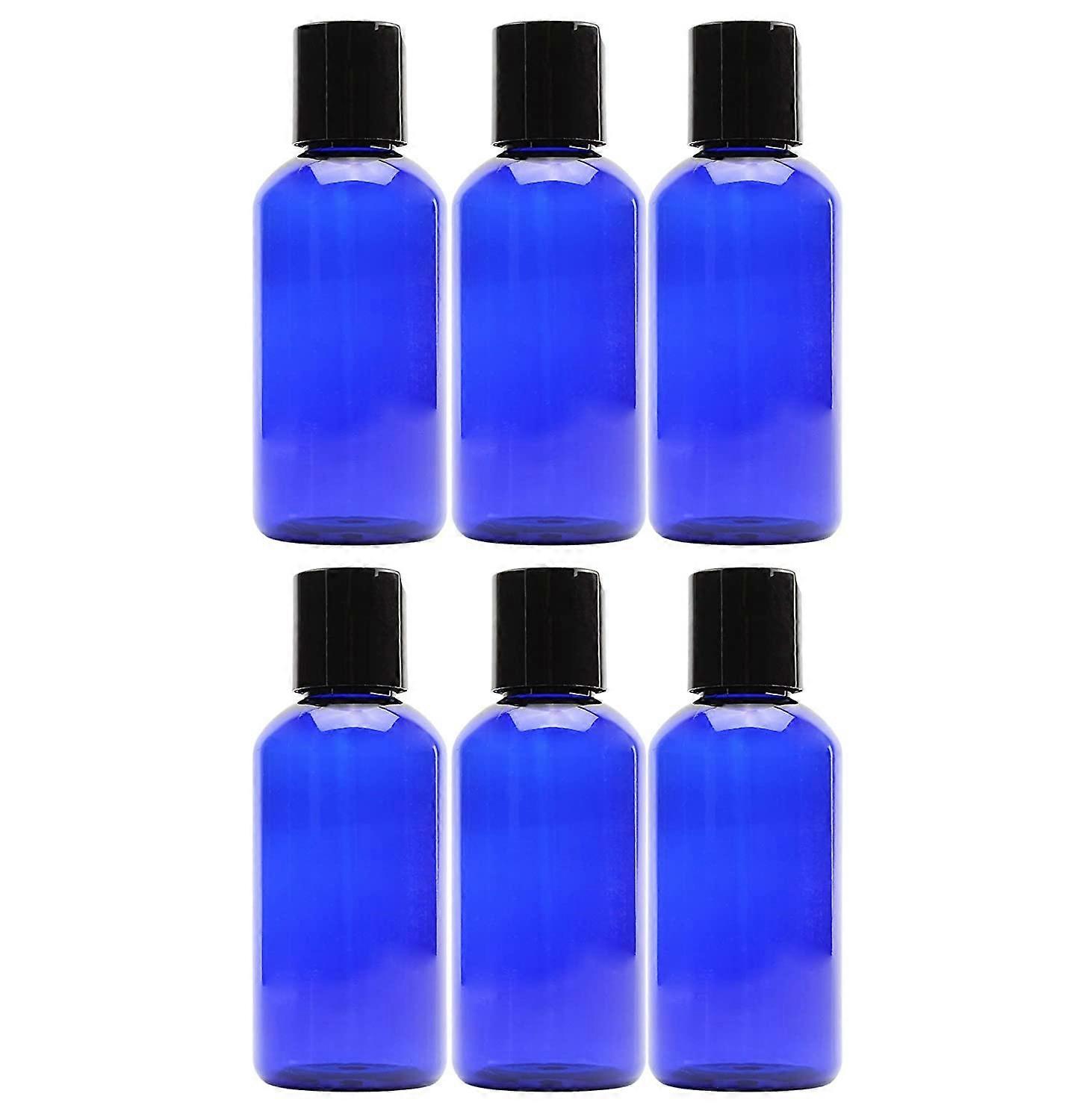 4oz Cobalt Blue Plastic Squeeze Bottles with LeakProof Disc  Cap, BPA Travel Shampoo Containers, Refillable Pack of 6