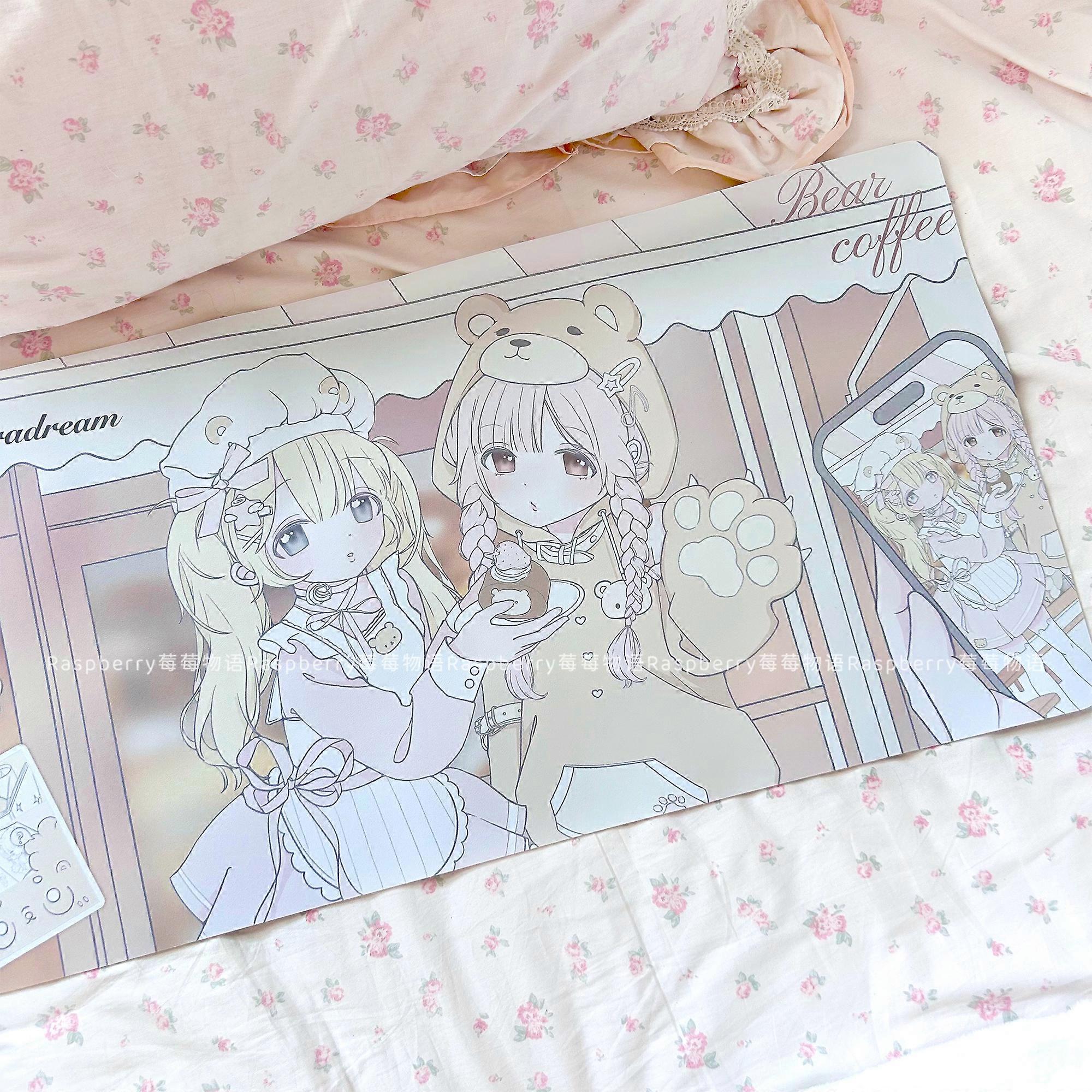 Binary Girl Pink Mouse Pad Original Ins Style Non-slip Placemat Office Study Leather Table Mats Computer Keyboard Pad Gifts