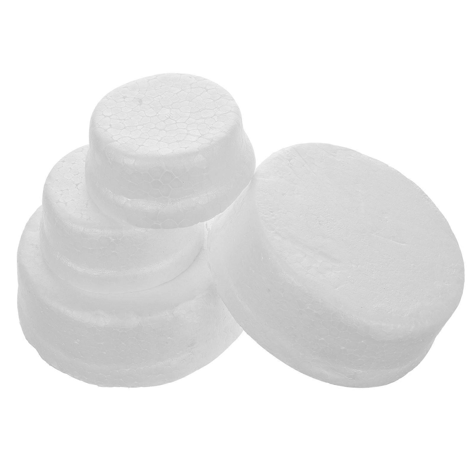 Foam Cake Models Round DIY Polystyrene Set for Decoration 4Pcs White