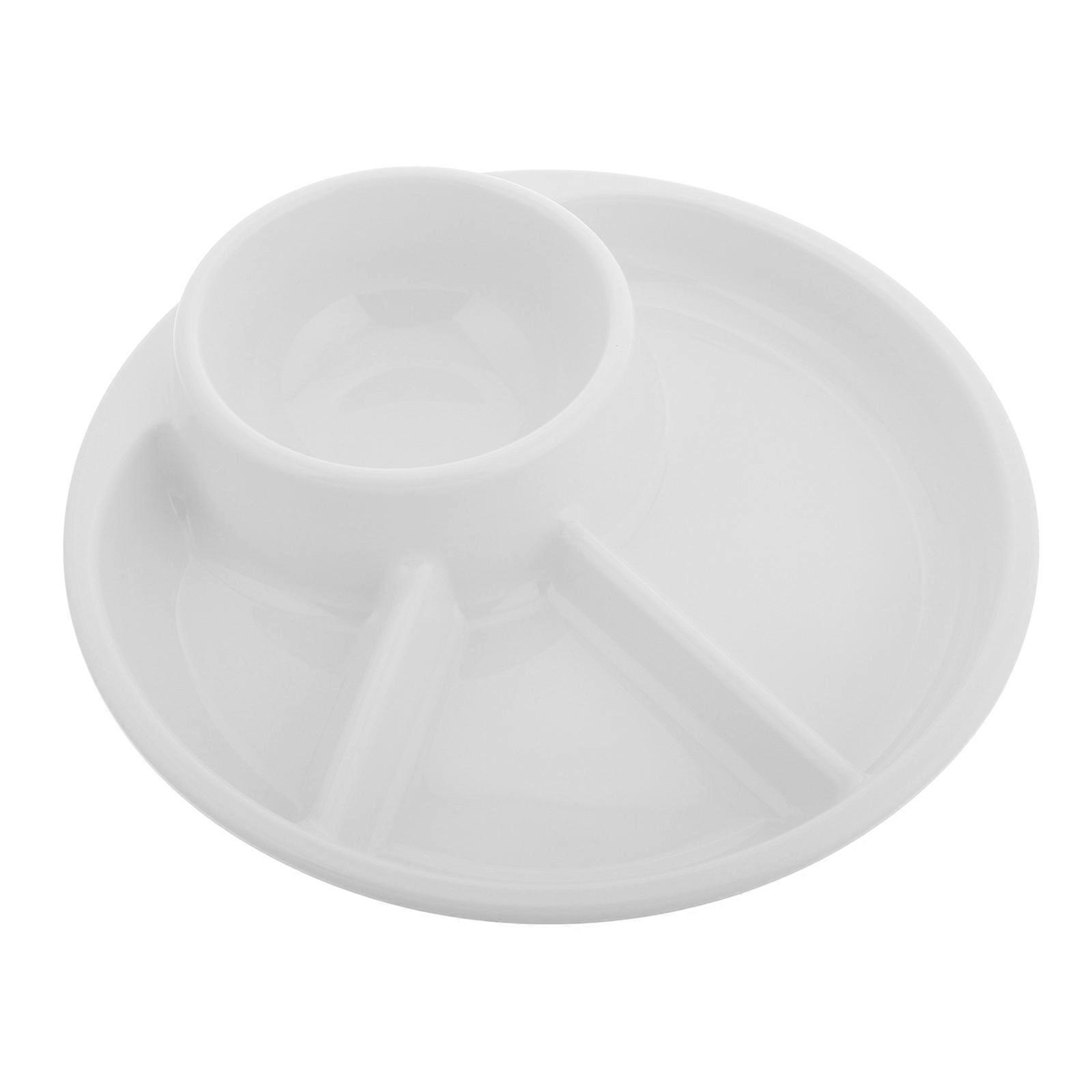 5Pcs White Divided Plates for Portion Control Reusable Dinnerware
