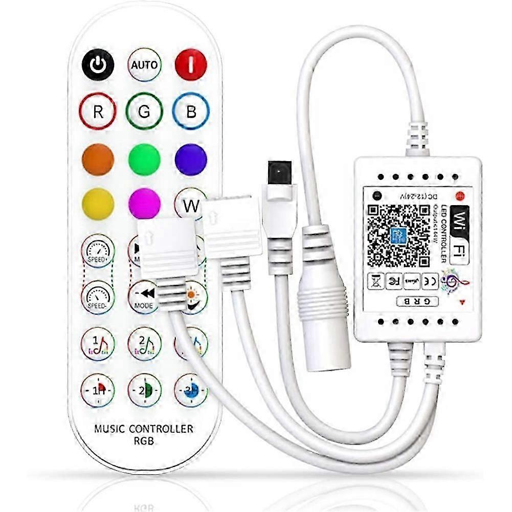 WiFi Smart RGB Music Controller for LED Strip Light + Infrared Remote Control 24 Keys Wireless for Color Strip Lights