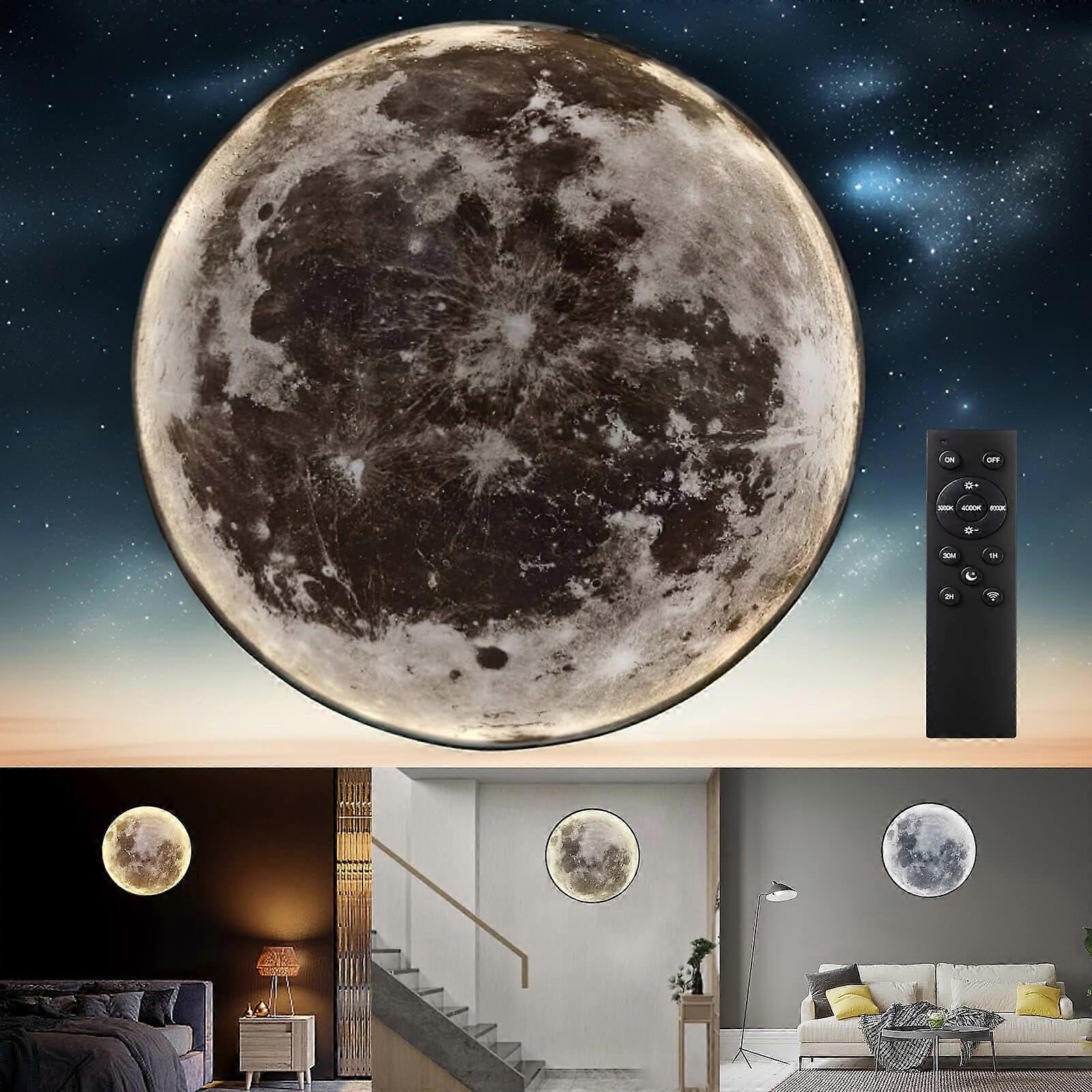 12 Inch Rechargeable Moon Wall Lamp with Remote, Realistic Texture and Adjustable Dimmable Light