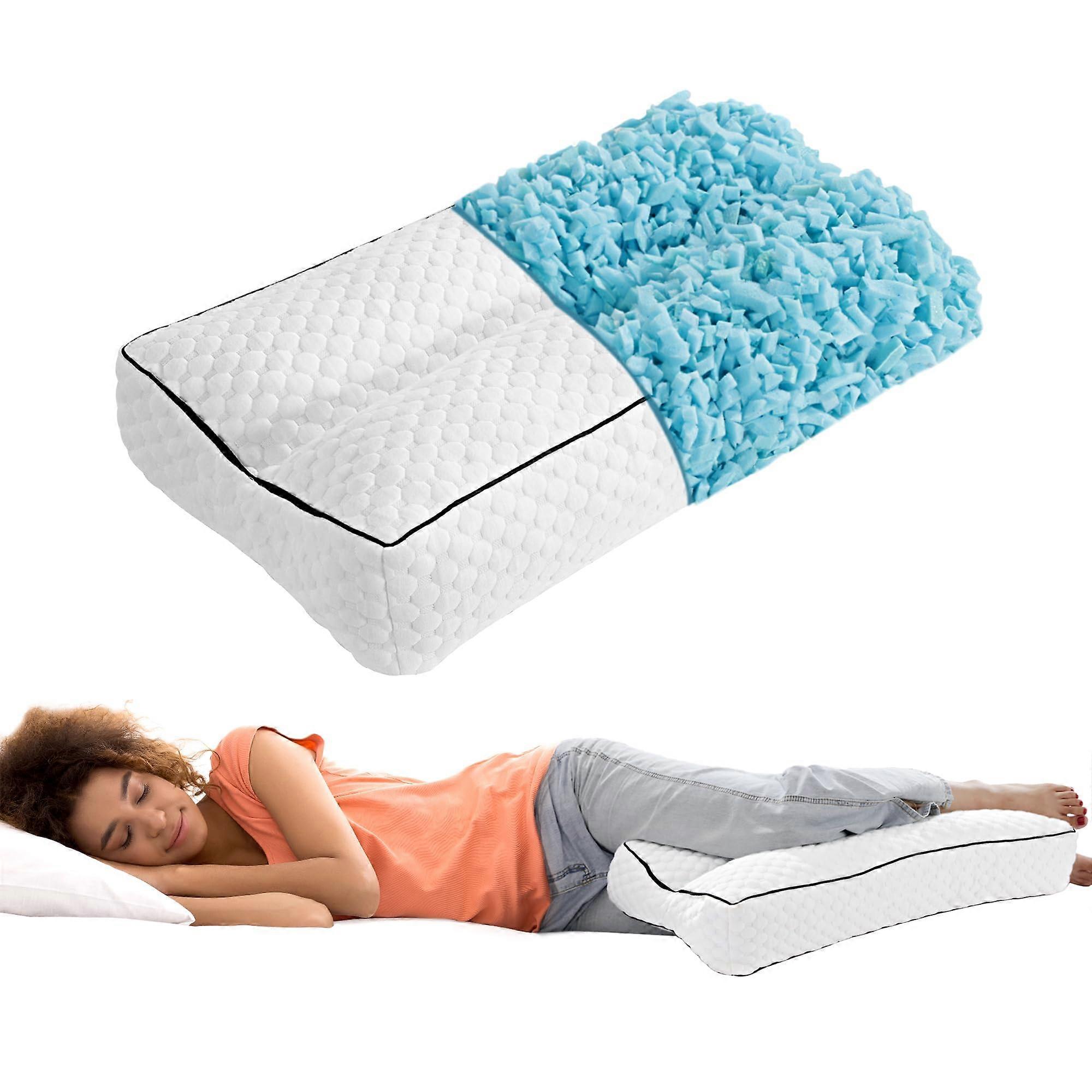 Knee Pillow for Side Sleepers with Shredded Memory Foam, Orthopedic Leg Support for Hip and Back Pain, 6.5in