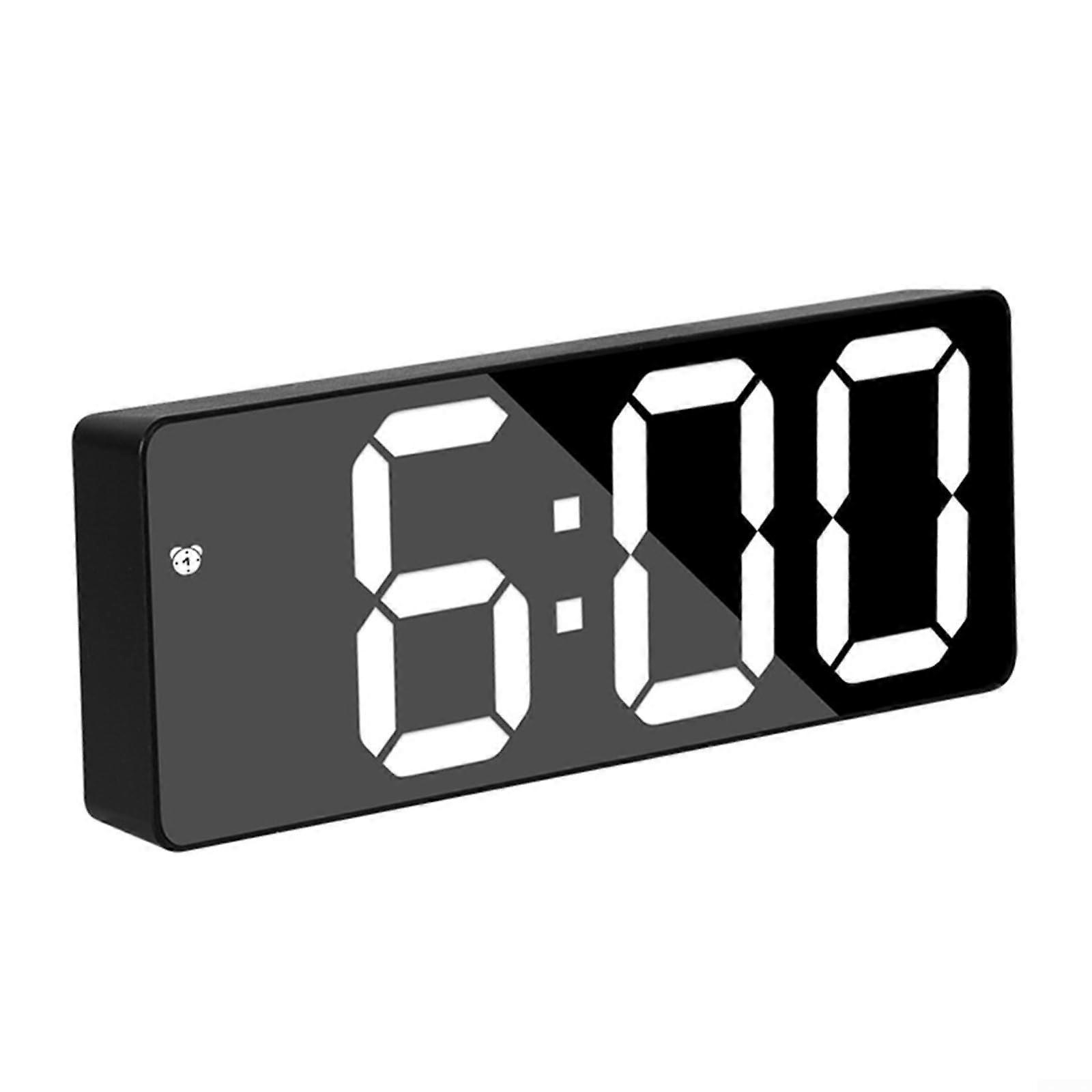 Digital Alarm Clock with Large AutoDimming Display, Temp Date, USB or Battery Power, Black