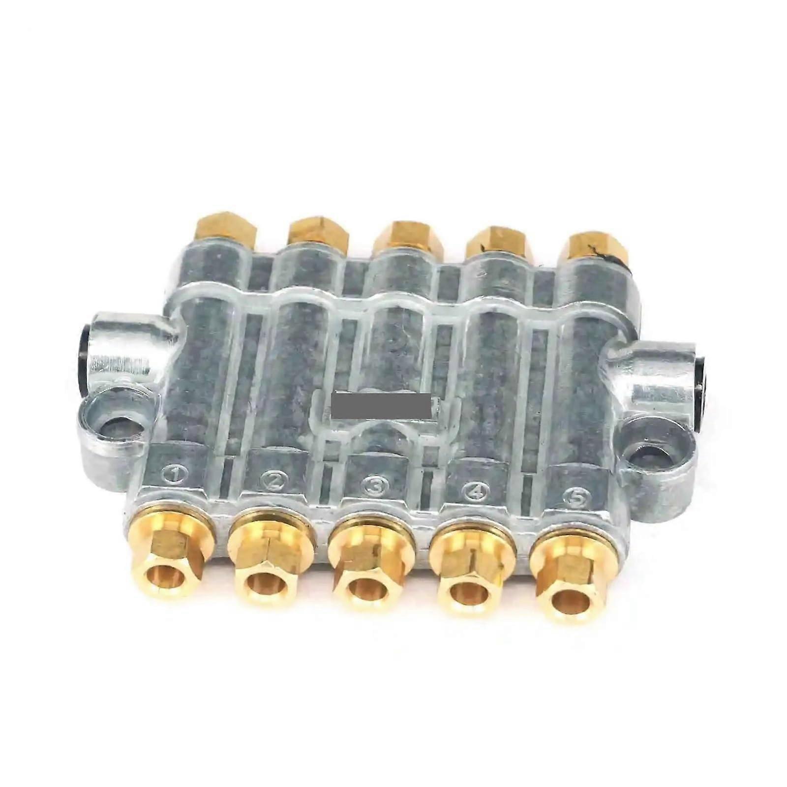 Pneumatic Manifold Block 5 Way M8x1 M10x1 Aluminum Brass Air Distribution for Compressor