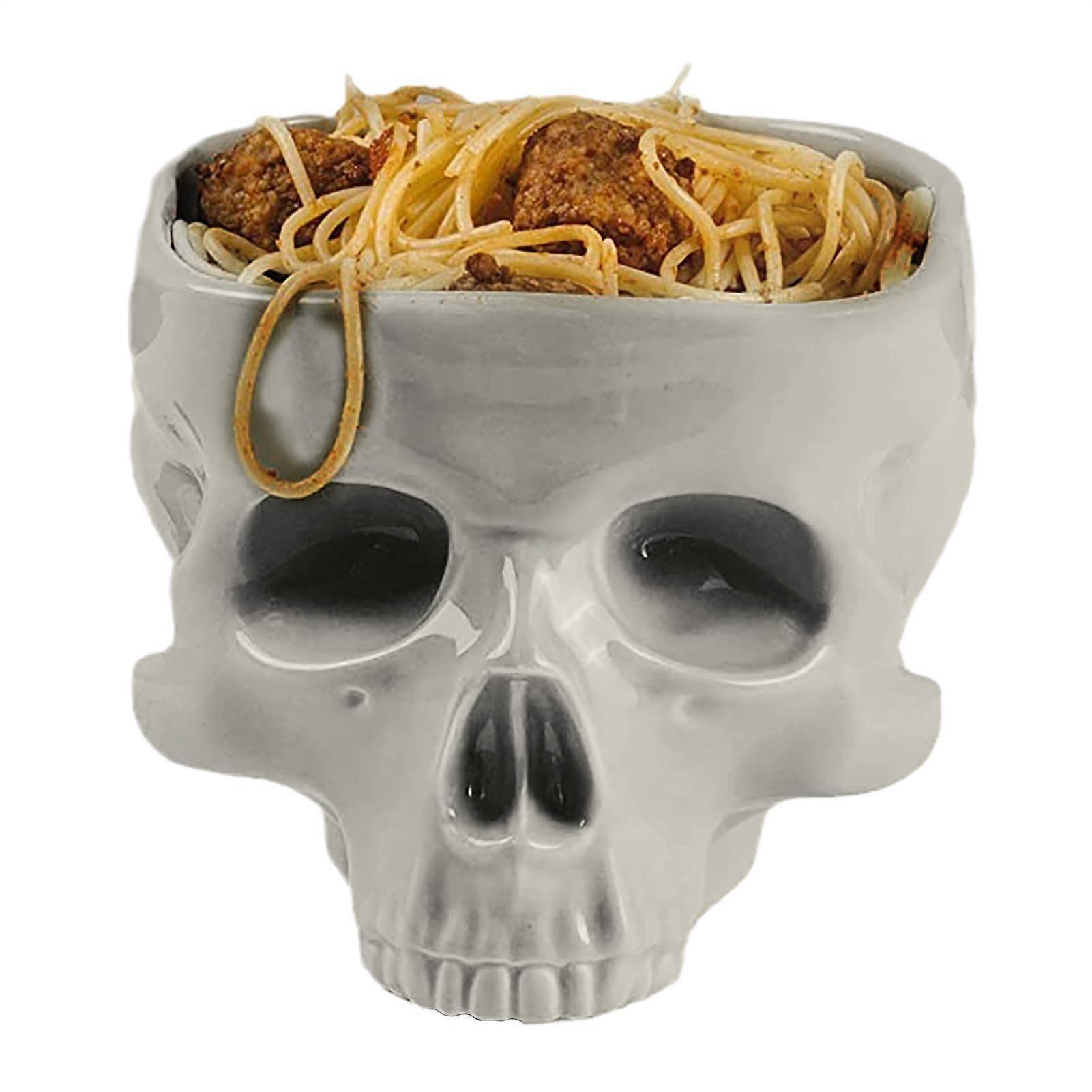 Halloween Candy Bowl Ceramic Skull Dish with Realistic Design for Spooky Table Centerpiece