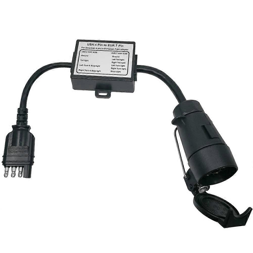 Trailer Light Adapter US 4 Way Flat to EU 7 Pin Plug Converter with Separate Brake Signals