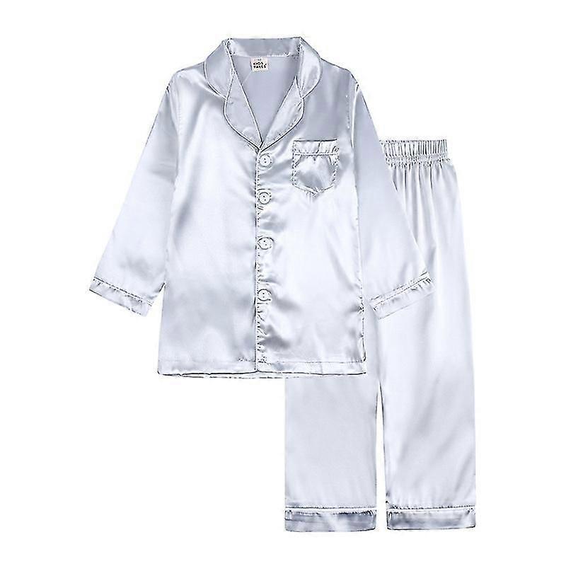 Enfants Toddler Baby Girl Boy Satin Pajamas Set Manches Longues Manches Courtes Pyjama Pyjama Chemise Haut + Pantalon Bas Tenues de Sleepwear