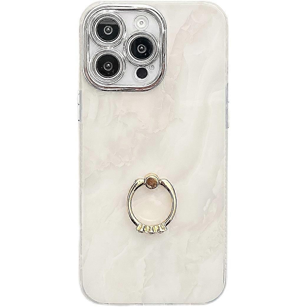 For iPhone 16 Pro Max Case with Kickstand IMD Marble Pattern Electroplated Phone Cover