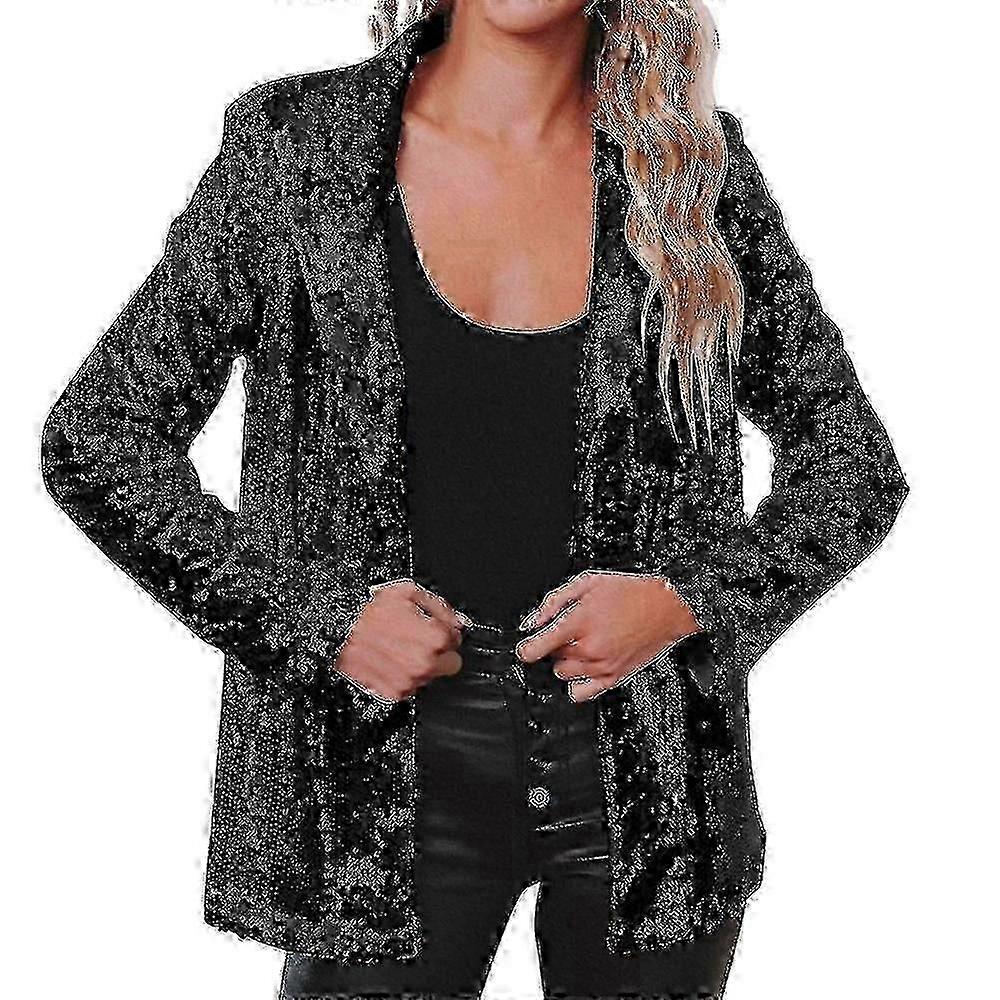 Sequin Glitter Jacket Women's Long Sleeve Bomber Blazer for Party