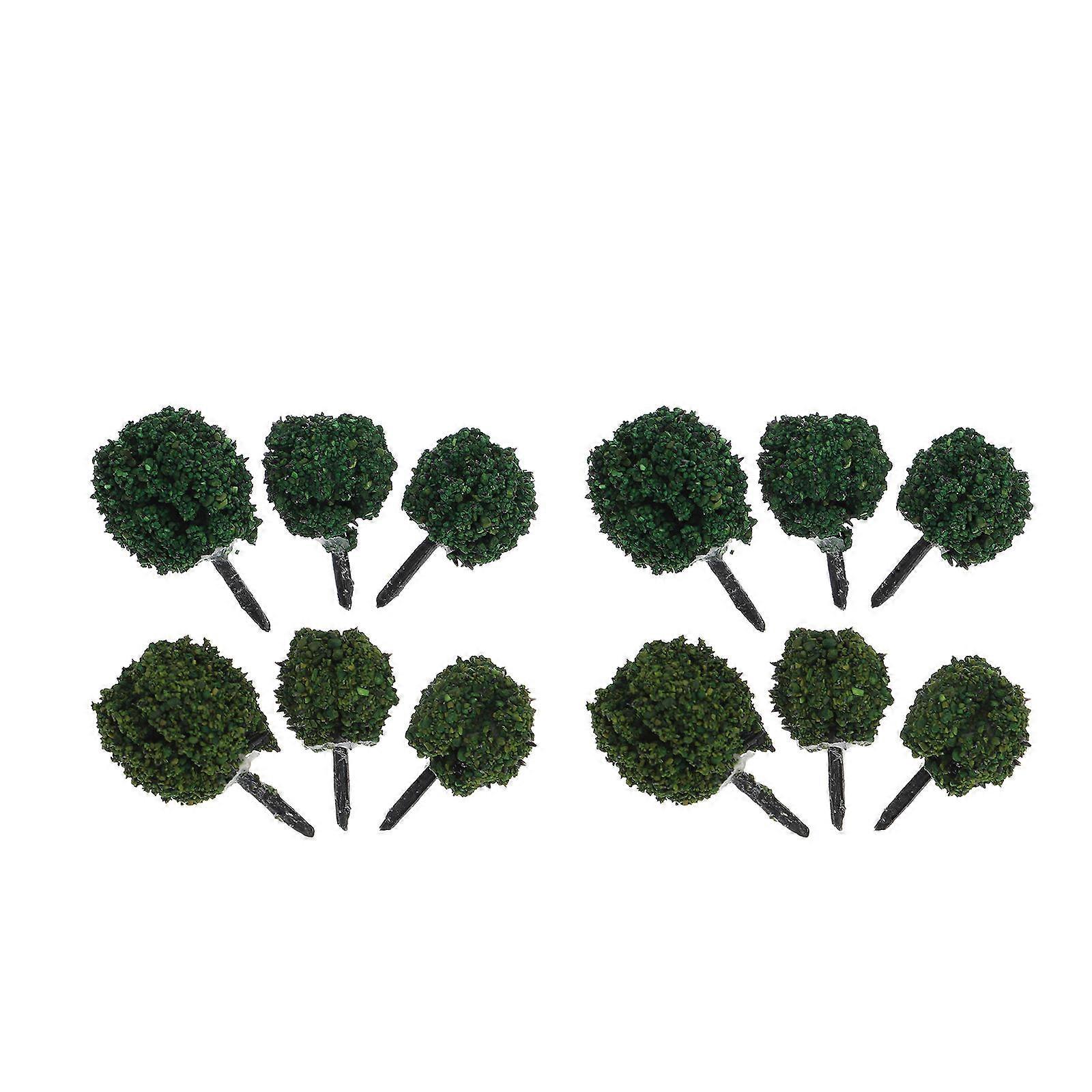 Artificial Shrubs Artificial Shrub Models DIY Decoration Hobbyists 3.5X2.3CM Green Plastic 12Pack