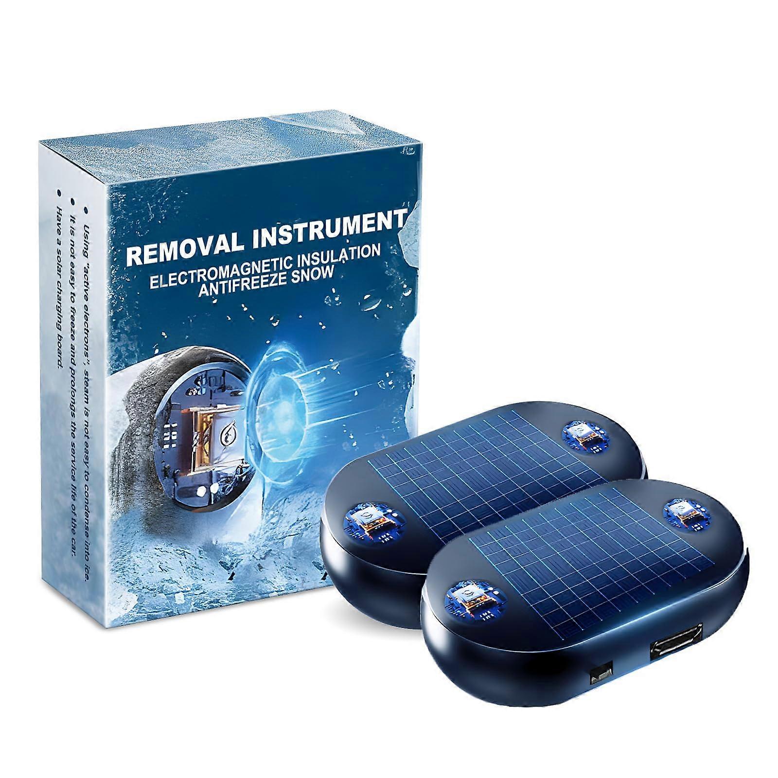 Solar Powered Car Windshield DeIcer with Fast Ice Removal and Universal Fit, 2PCS