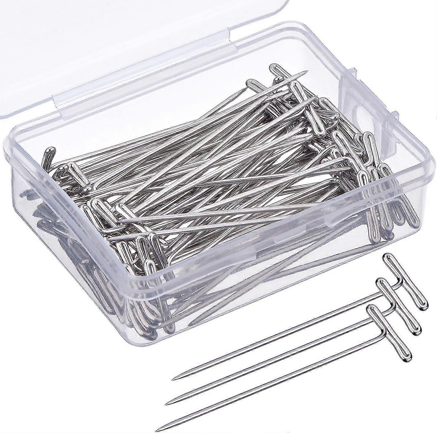 70 pieces T-Pins 2 inch with plastic box, silver