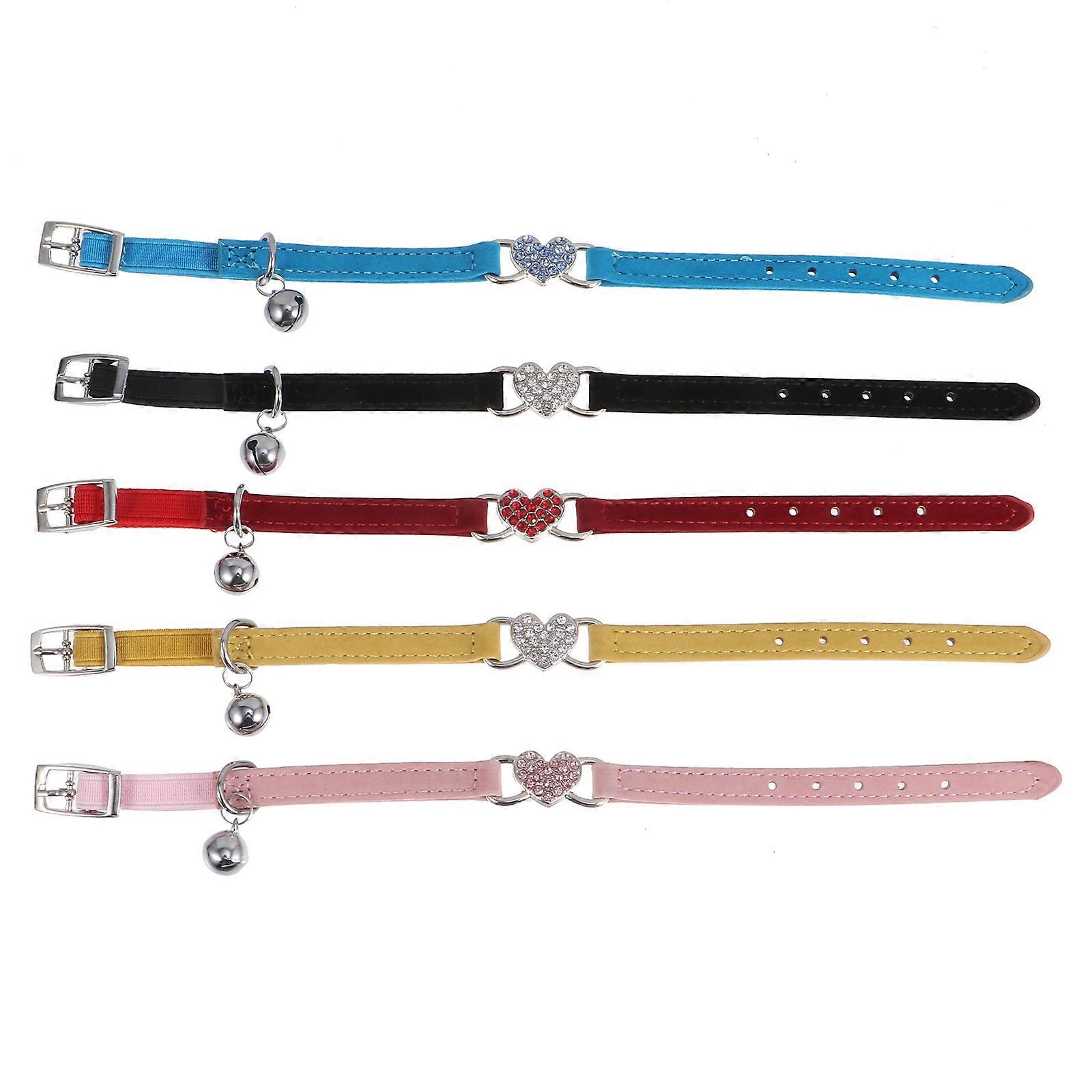 Kitten Rhinestone Collar 5Pcs Adjustable with Bell for Cat