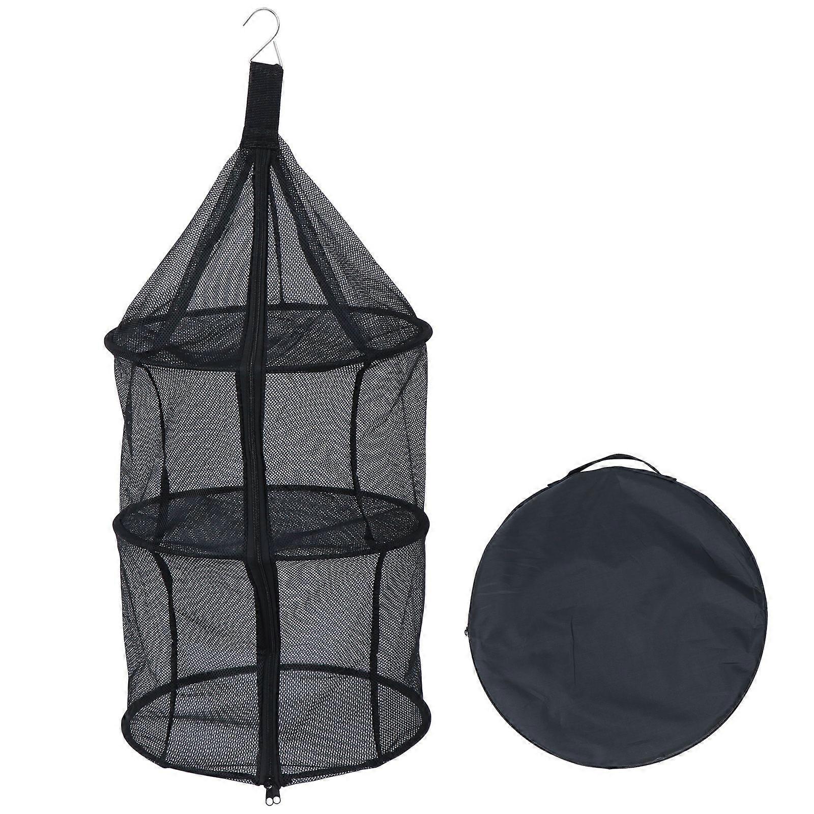 Folding Sun-drying Net Multifunction Drying Net Three Layer Storage Bag (Black)