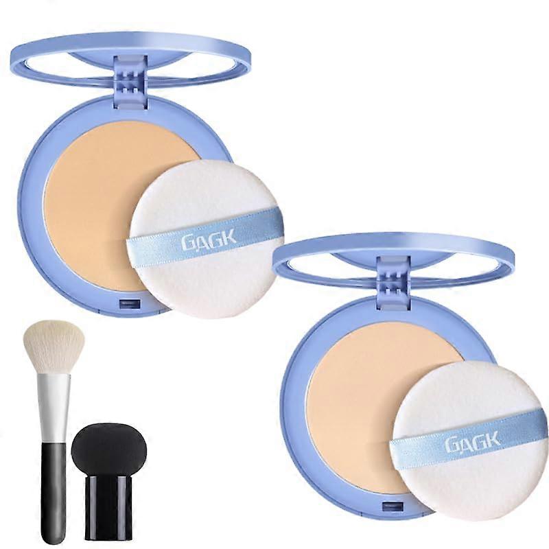 LongLasting Matte Compact Powder with Buildable Coverage and Applicator, Shade 1+2#
