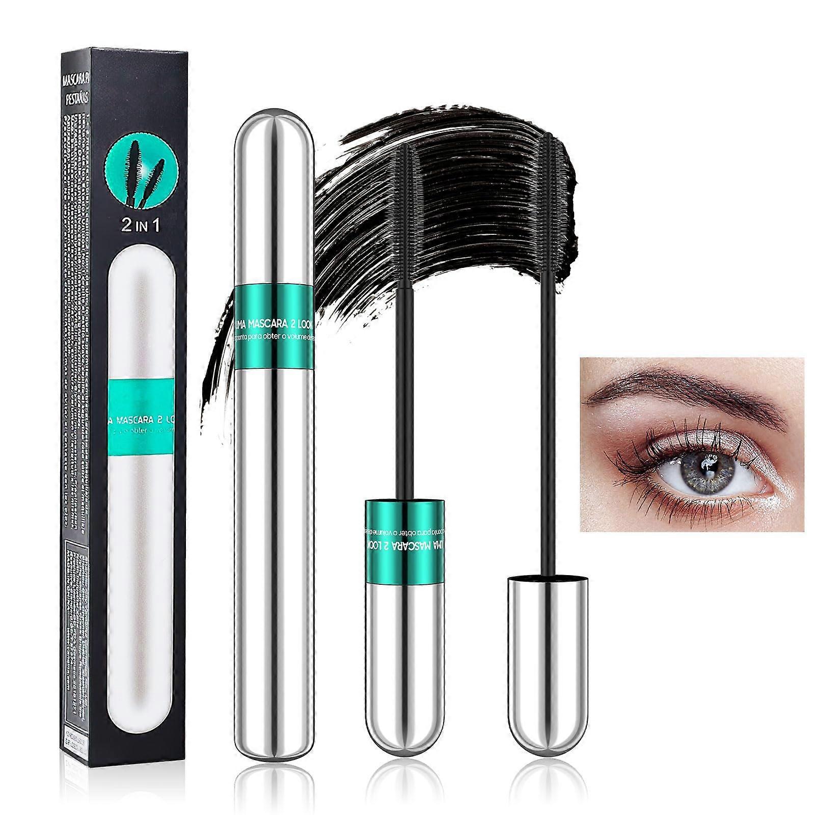 Waterproof Lengthening Mascara Black 2in1 Curling and Volumizing SmudgeProof for Dramatic Lashes