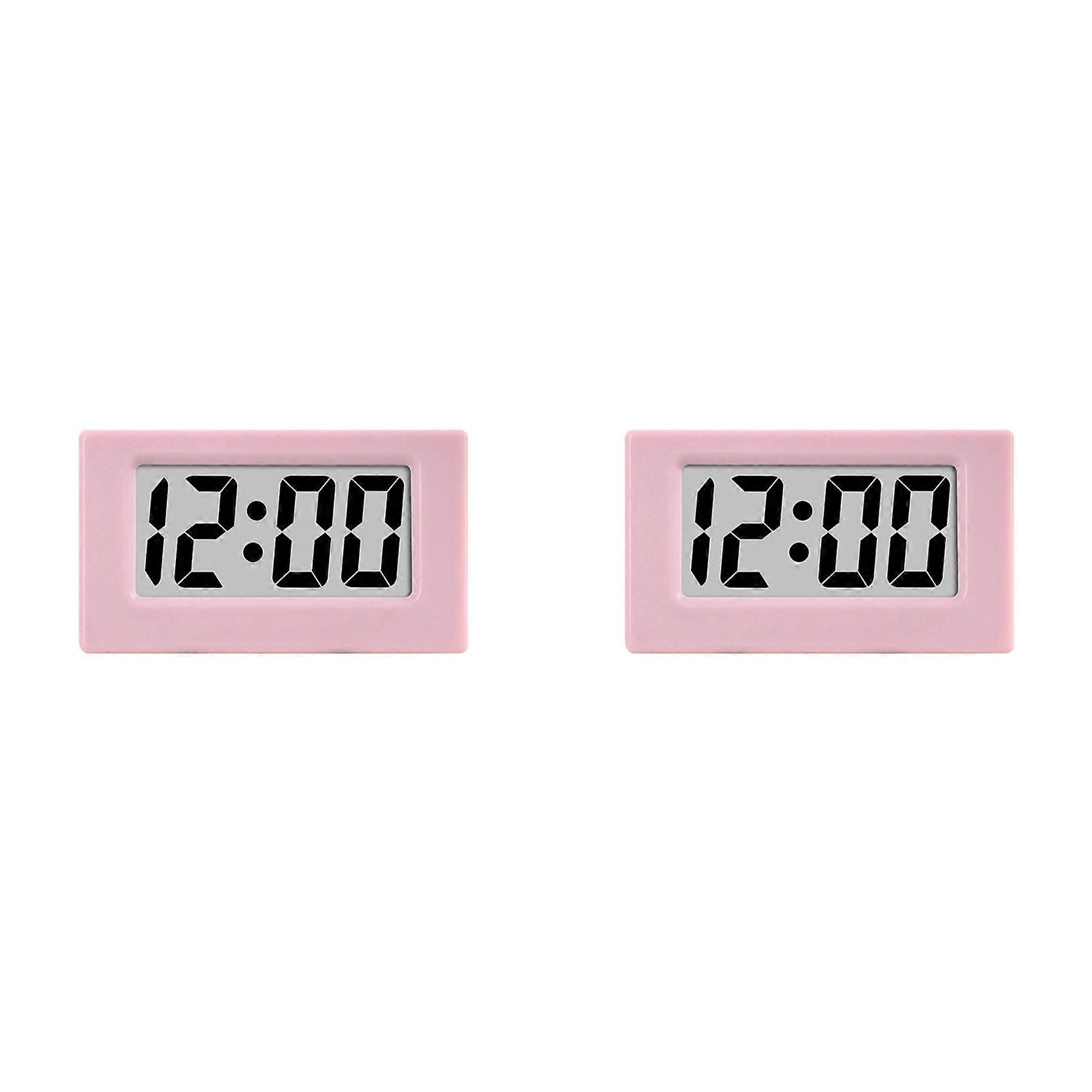 2X Mini Clock Triangle LED Screen Lectronic Digital Alarm Screen Desktop Clock for Home Office Table Bedroom Decor Pink