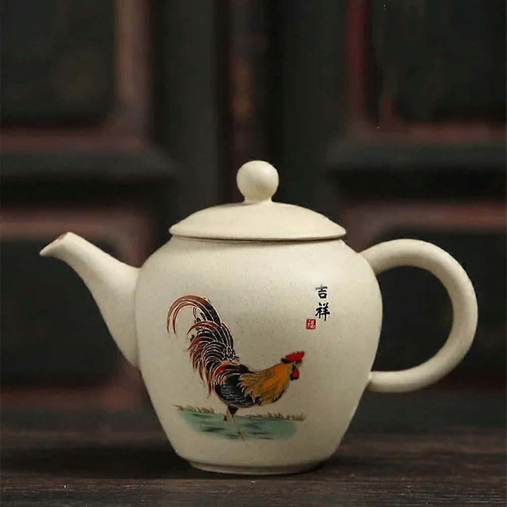 Porcelain Kung Fu Teapot 210ml Creative Retro Rooster Design for Tea Brewing