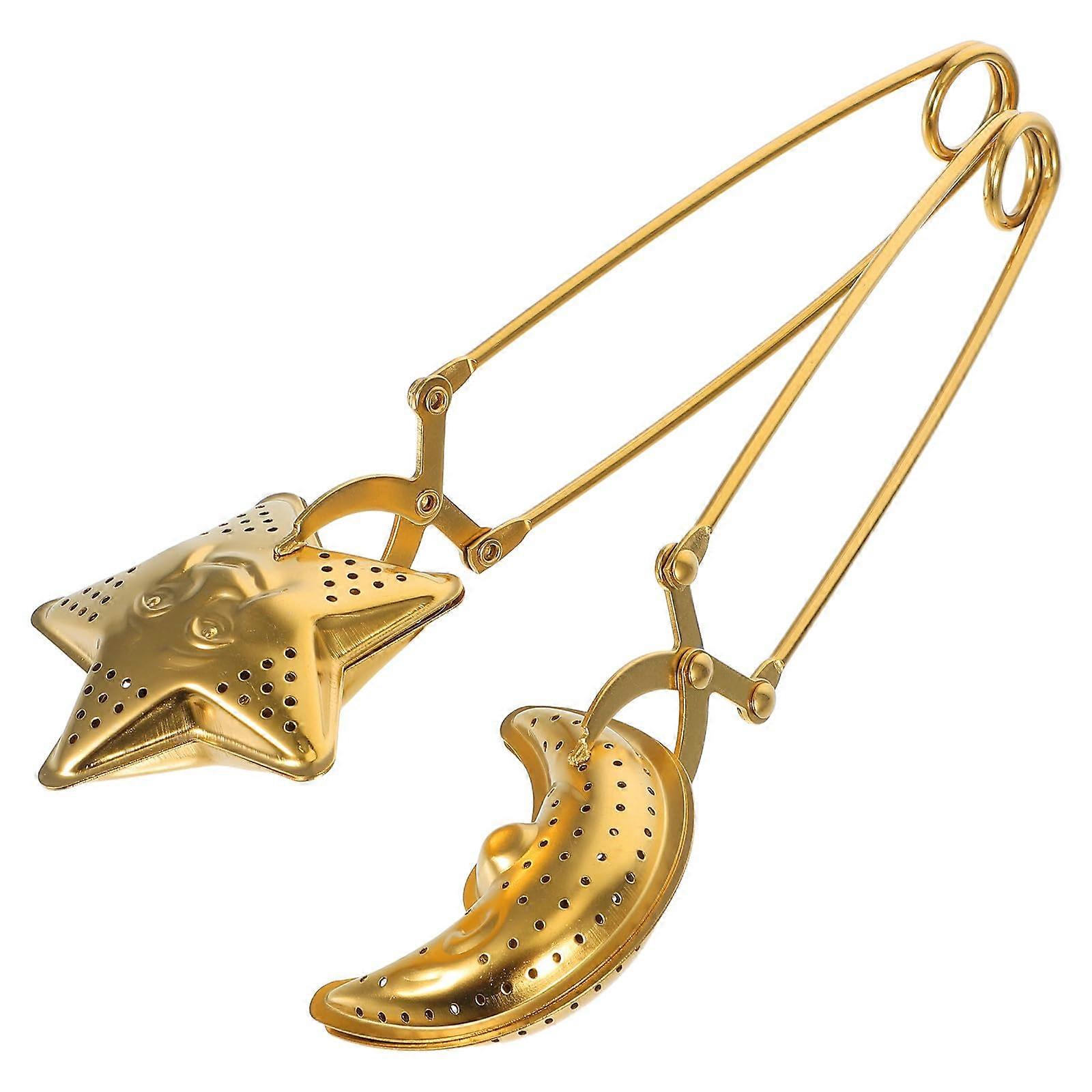 2pcs Stainless Steel Tea Infuser with Handle, Moon Star Shape Loose Leaf Strainer Fine Mesh