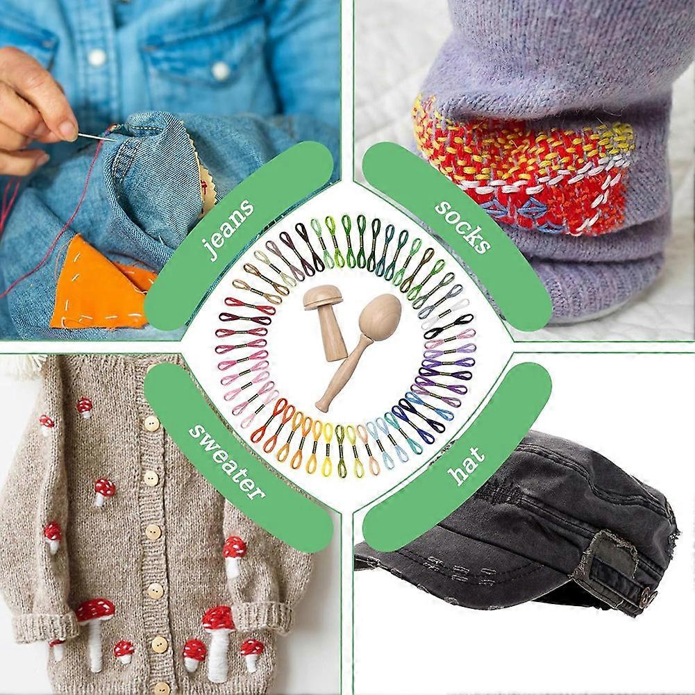 Darning Egg Darning Mushroom for Socks Darner Egg Kit Include 14 Hooks Small Weaving Darner Loom 9 Large Eye Needles