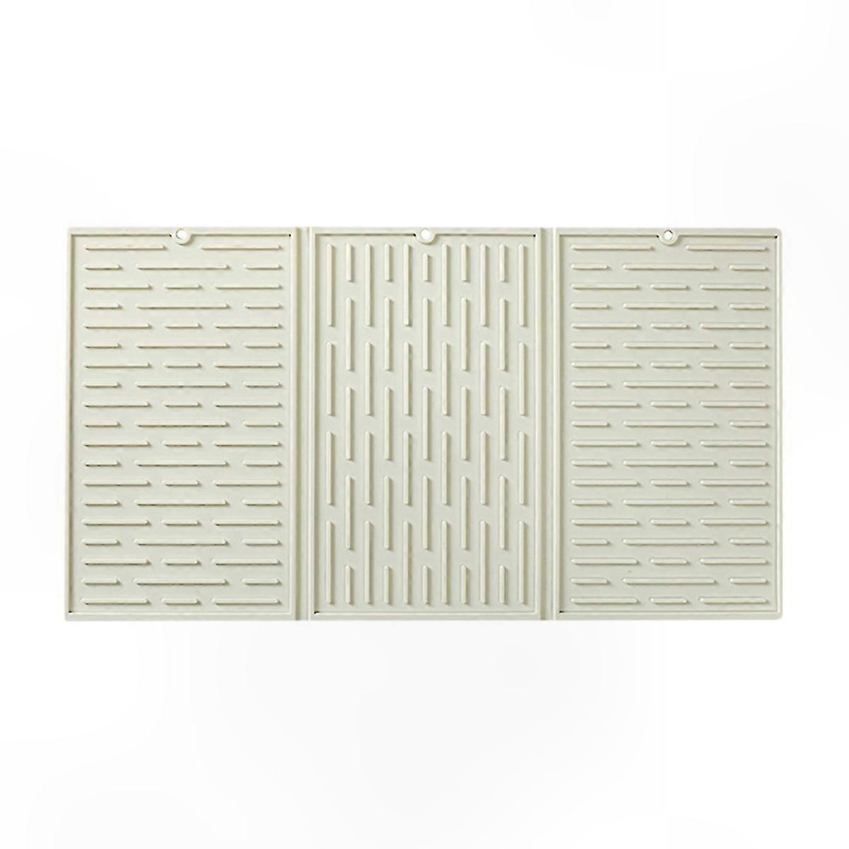 White Cream Tri-Fold Collapsible Dish Drying Mat
