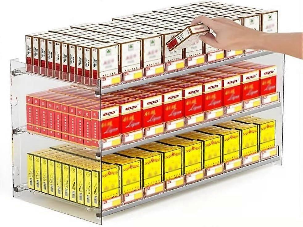 Wall Mounted Acrylic Cigarette Display Rack with Automatic PushPull Pusher Tray for Retail Store 68x27x50cm