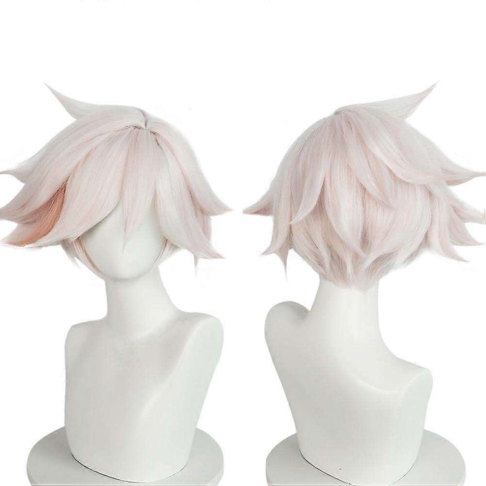 Anime Cosplay Wig Short Pink White Gradient Adjustable Heat Style