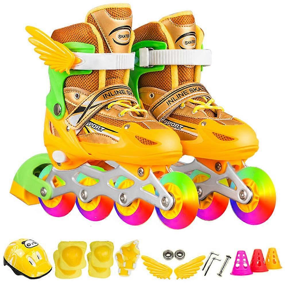 Kids Inline Skates with 8 Illuminated Wheels, Adjustable Four Sizes, Smooth Quiet Bearings