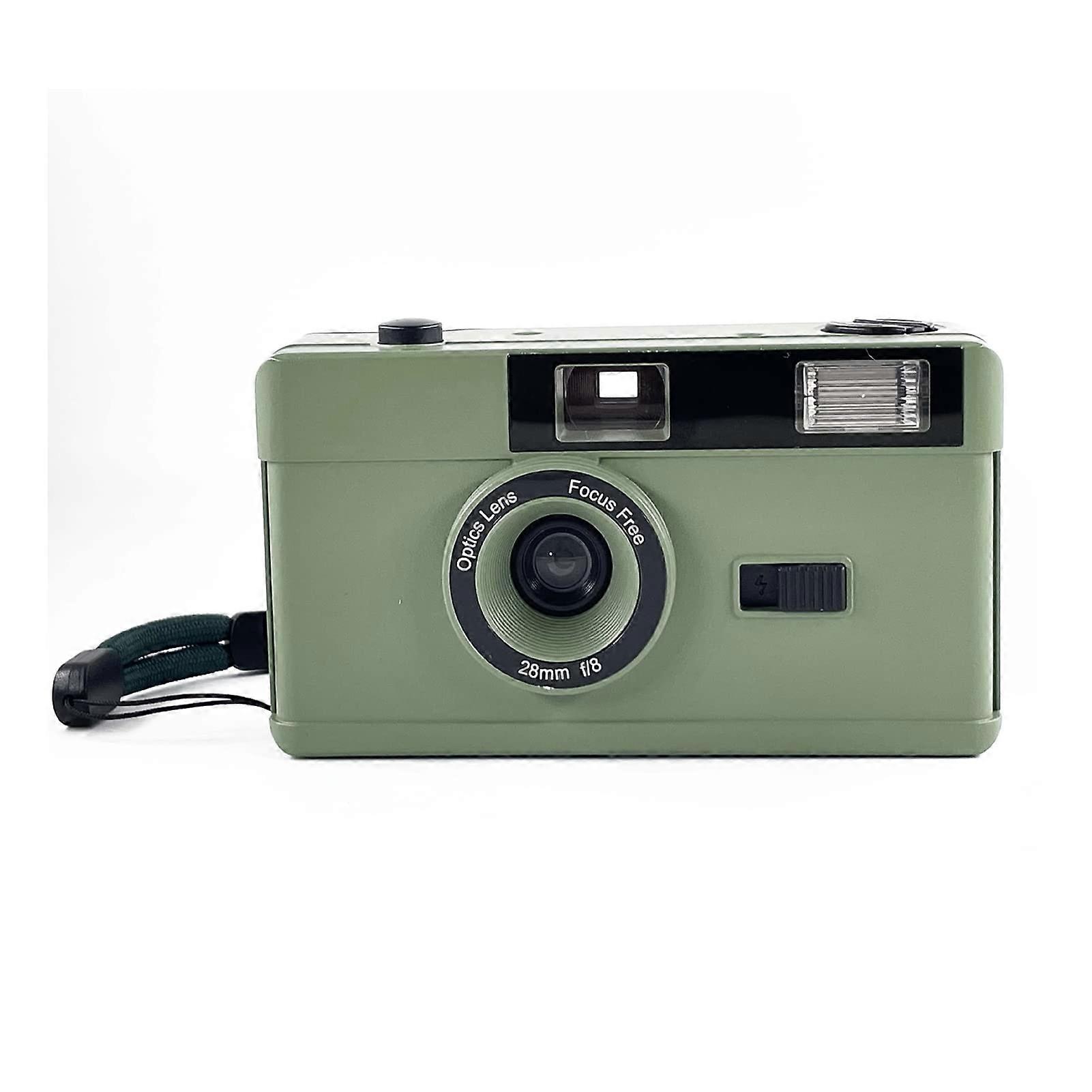 35mm Reusable Film Camera with BuiltIn Flash Battery Powered Fixed Focus Lens Green