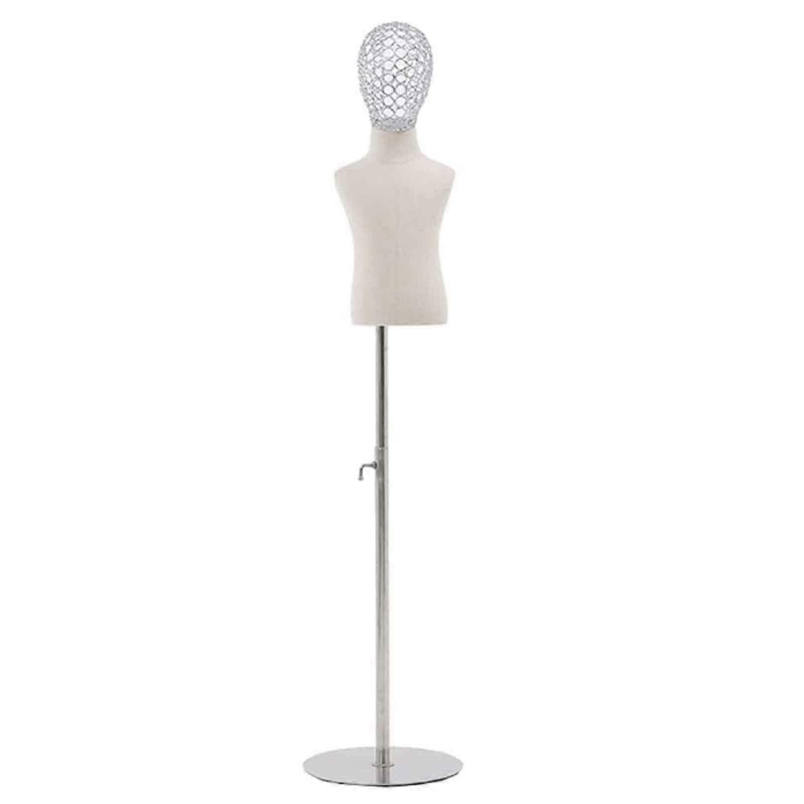 Adjustable Child Mannequin Dress Form with Solid Wood Arms and Stable Round Base for Store Display