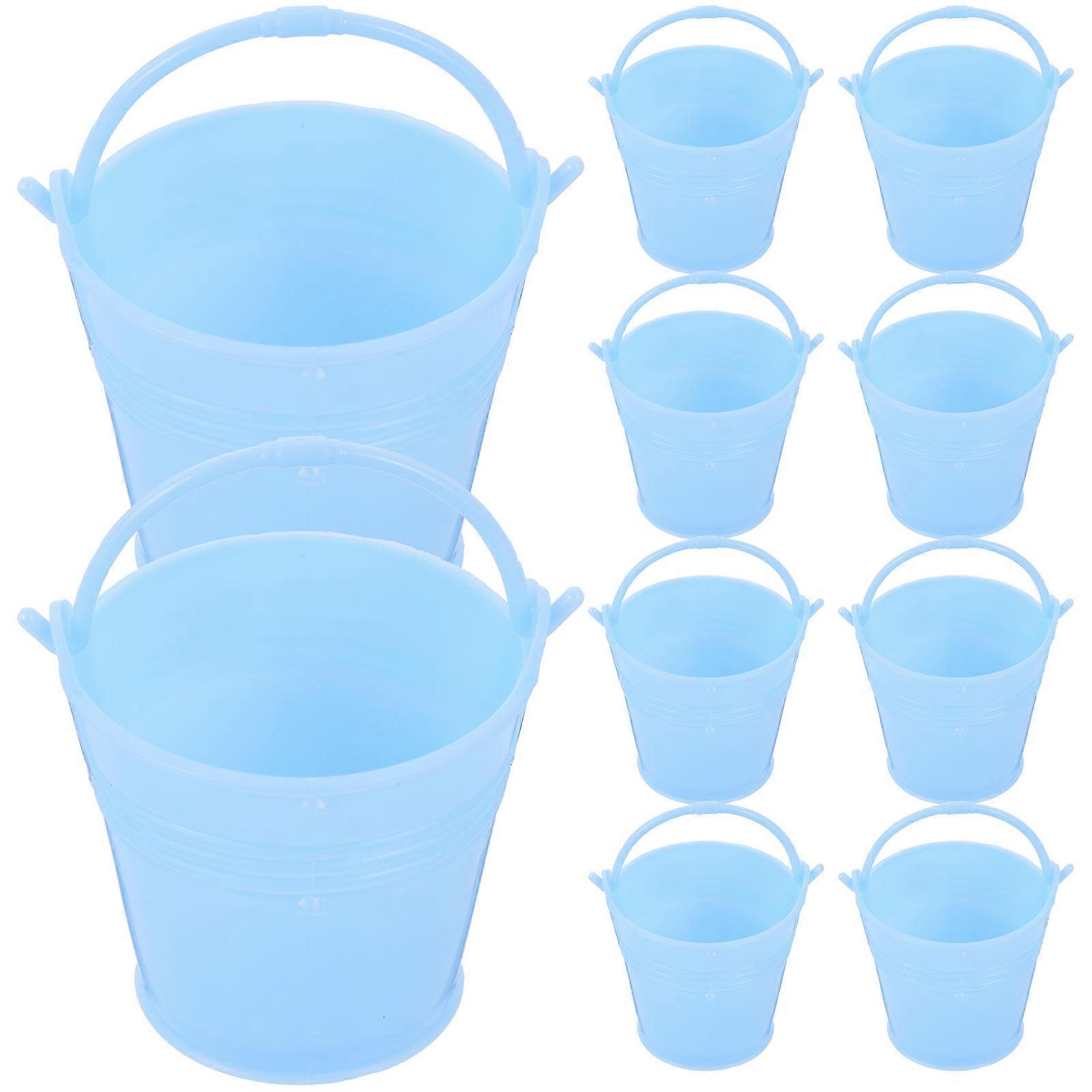 Mini Plastic Bucket Candy Bucket for Decorative Storage 12Pcs Sky-Blue