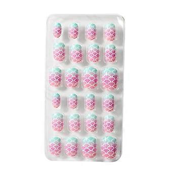 Kids Press On Nails Set Reusable Fake Nails for Girls with Cartoon Design 24PCS Color 19