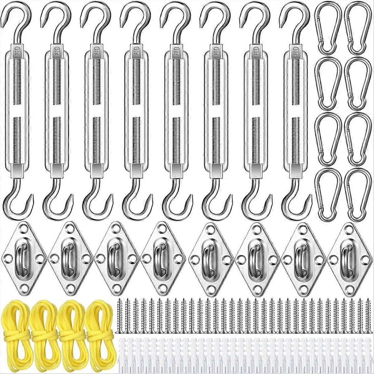 92 Pieces Shade Sail Hardware Kit Silver