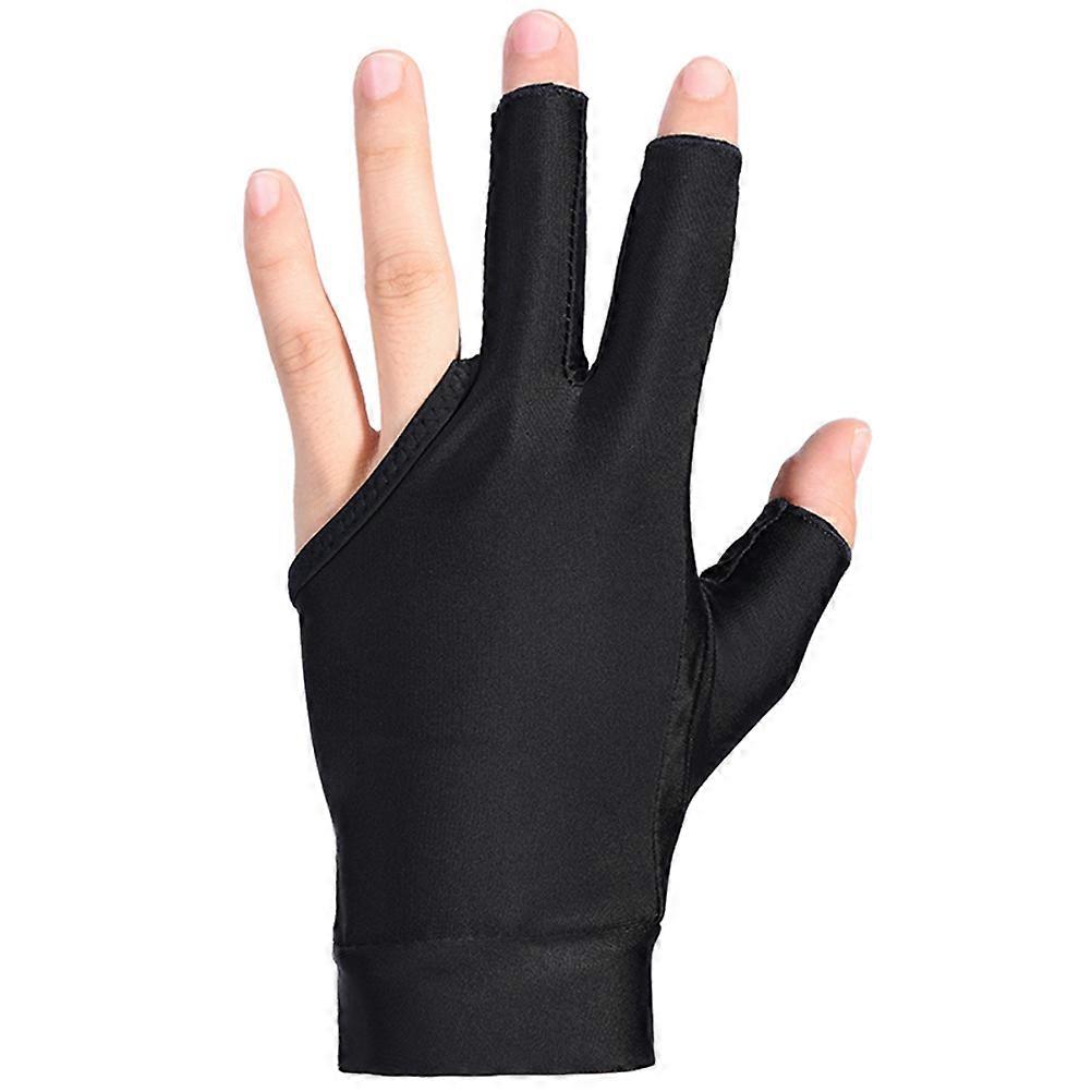 Luva de bilhar de 3 dedos antiderrapante, preta.