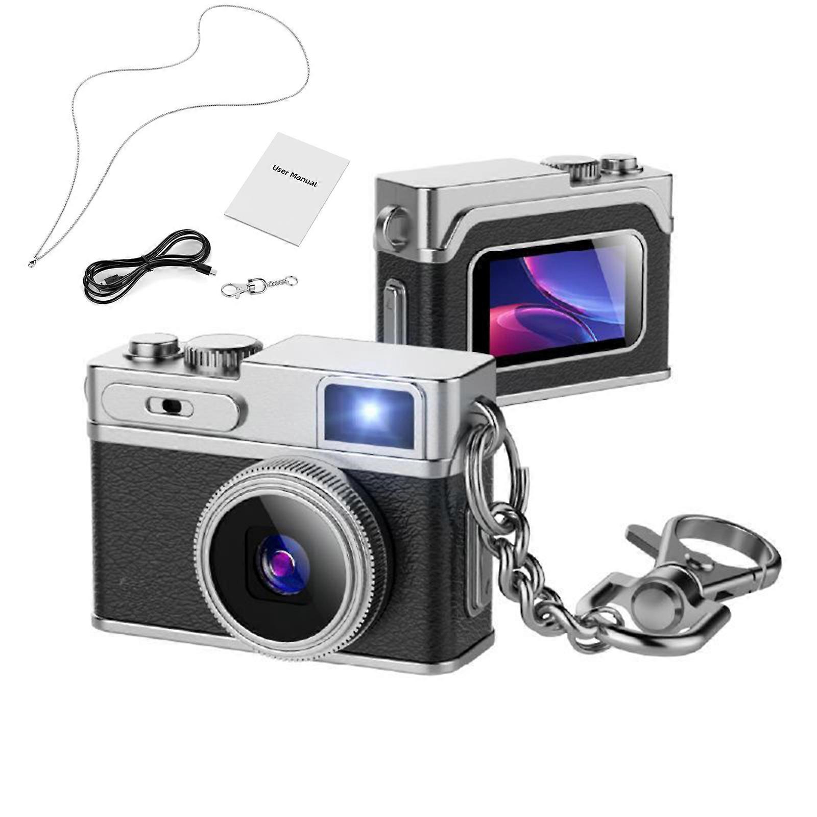 Porte-clés appareil photo numérique pour enfants, mini appareil photo avec flash pour l'apprentissage et le jeu (noir)
