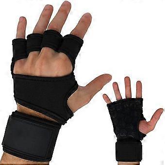 Fingerless Gym Gloves with Wrist Support - For Women and Men - Grips for Gymnastics, Calisthenics, Weightlifting - Bench Press, Pull-up Bar, Kettlebe