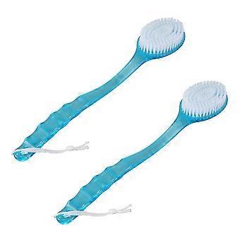2X Long Handled Body Bath Shower Back Brush Scrubber Massager Disability Helper Blue-pdx