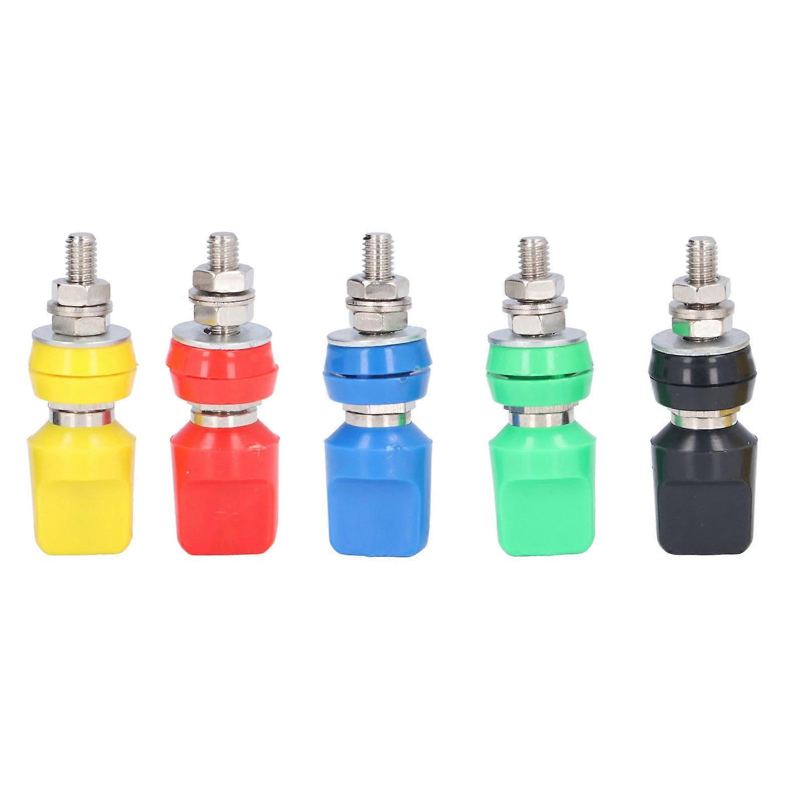 5Pcs Binding Post High Current Wiring Terminals Silver Alloy Flat Cap Tail Jack 50019(1)