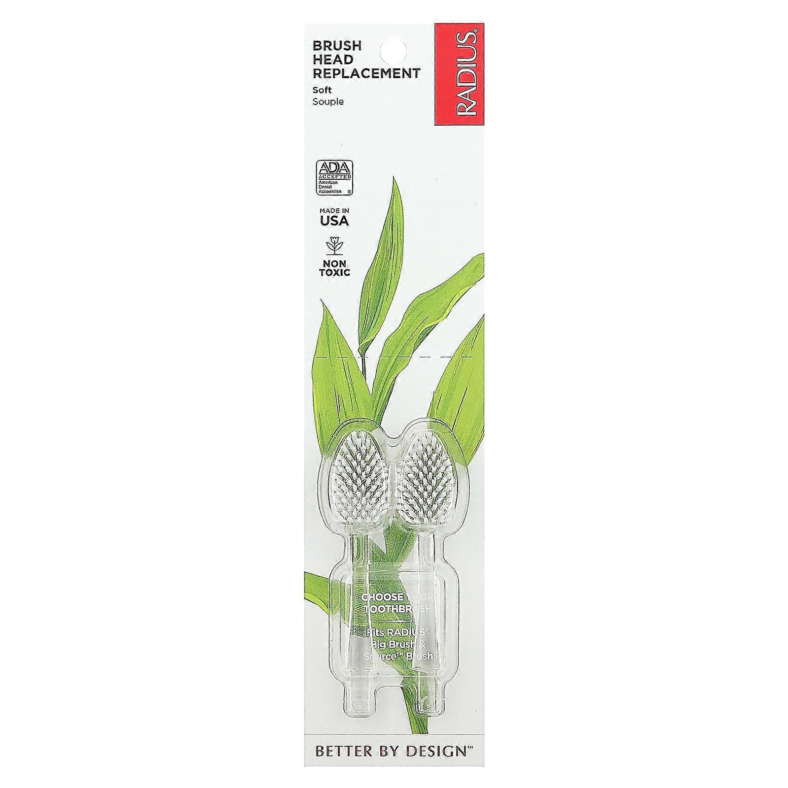 RADIUS, Brush Head Replacement, Soft, 2 Pack, 4-Pack