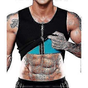 Men Sauna Vest Waist Trainer Corset Neoprene Tank Top Shapewear Slimming Shirt Workout Suit - L