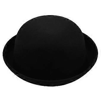 1 Stück Wollfilz Melone Hut für Männer Frauen, klassischer Chaplin Stil Reiten Derby Hut, schwarz