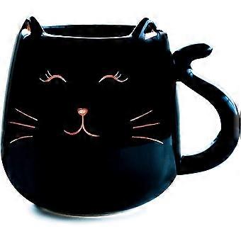 Ceramic Cat Coffee Mug Cute Novelty Mug Cup Tea Cup 17 oz Great Gift compatible  Birthday (Black)