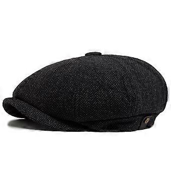 Fiskbensmönstrade Newsboy-kepsar Herr Höst Vinter Vintage Baskrar Casual Platta Hattar Mode Retro Herrkeps För 55-59cm Huvudomkrets