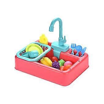 Brinquedo Infantil Simulação Cozinha Máquina de Lavar Louça Elétrica Torneira Lavagem Bacia