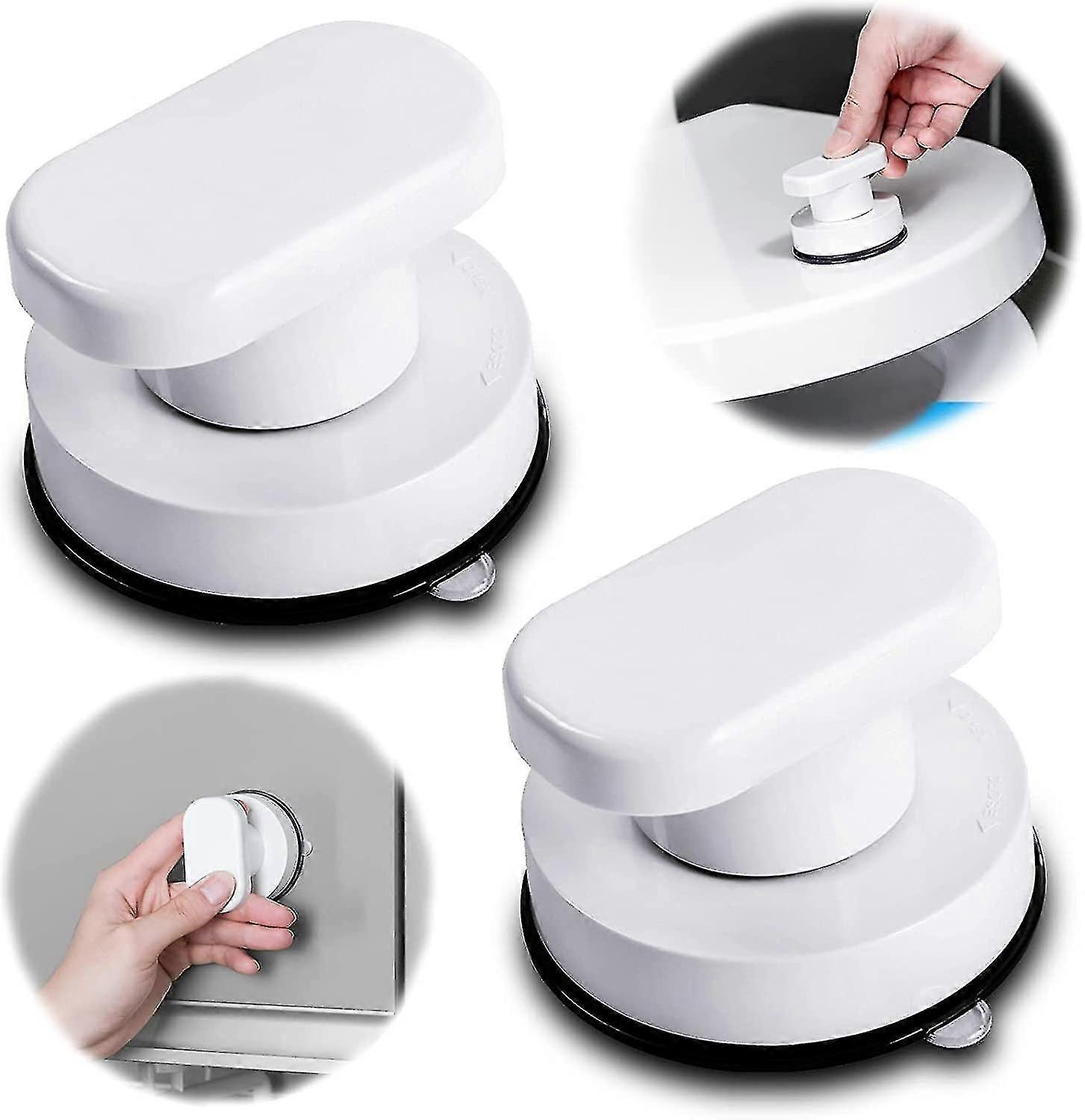 2pcs Strong Suction Cup Pull Handles, Sucker Handrail,cupboard Knobs Drawer Cupboard Door Handle Glass Pulls