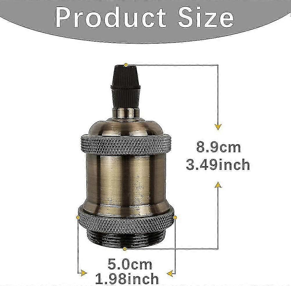 E27 Lamp Socket. Retro Pendant Lamp. Solid Ceramic Adapter. 4 Pieces Champagne Gold Socket