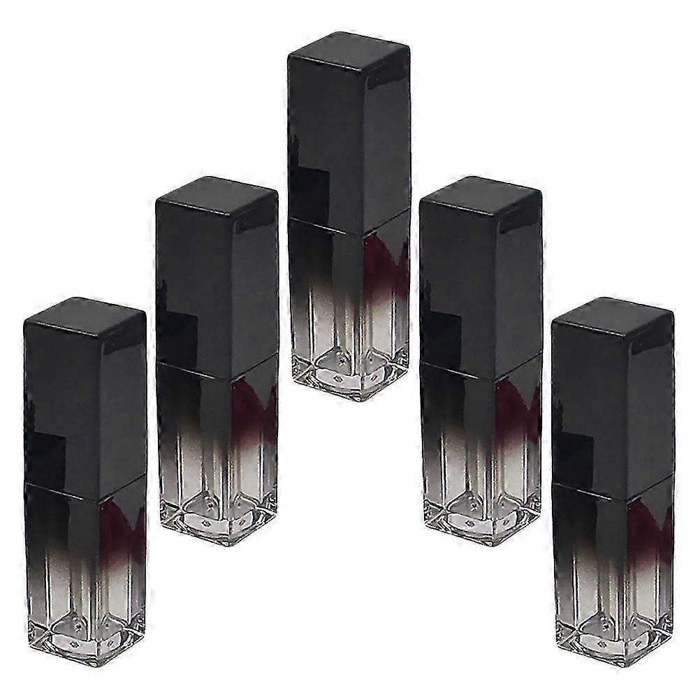 5Pcs Empty Lip Gloss Tubes | Black Gradient | Plastic | Square UV Design for Storage