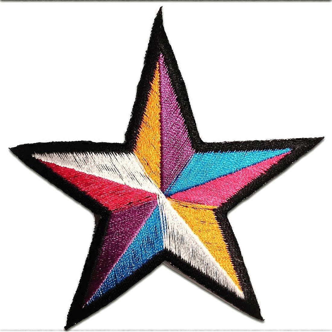 Iron-on patch - star - coloured - 7.5 x 7.5 - appliqué patch iron-on