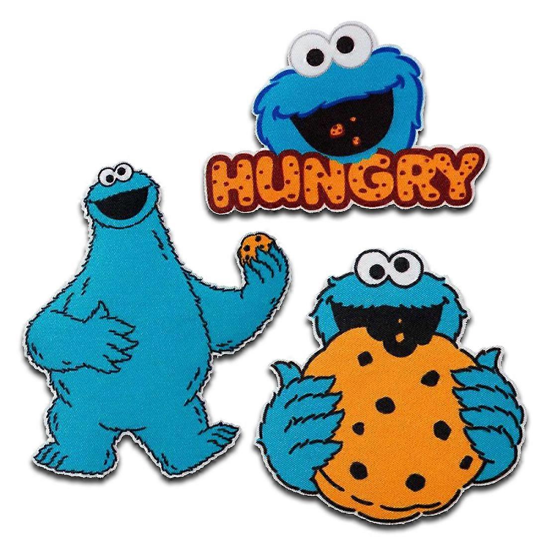 Sesame Street Cookie Monster Set - Patch, Iron-on Transfer, Size: